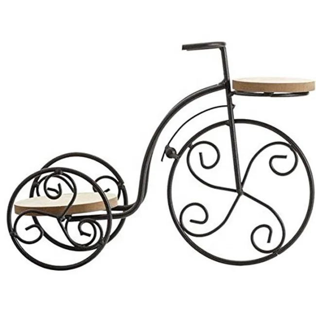 2-Plant Metal Wire Flower Pot  Planter Iron Bicycle Plant Stand for Patio Office Balcony Decor