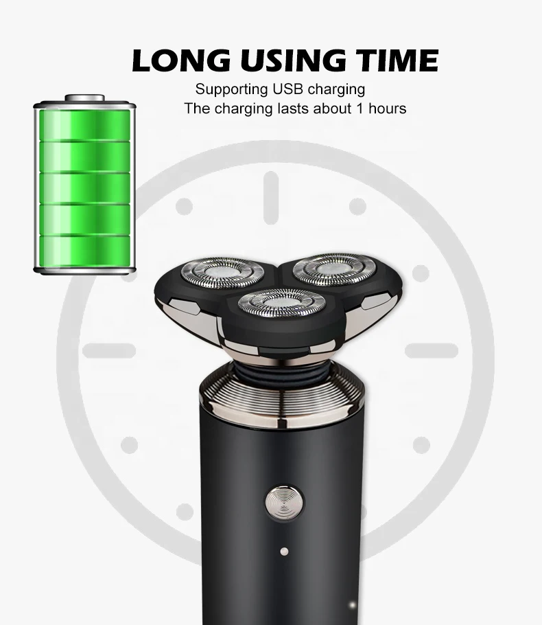 5 in 1 Men Rechargeable Mini Electric Shaver Electric Shaving Beard Machine Razor Strong floating 3 heads Portable Black