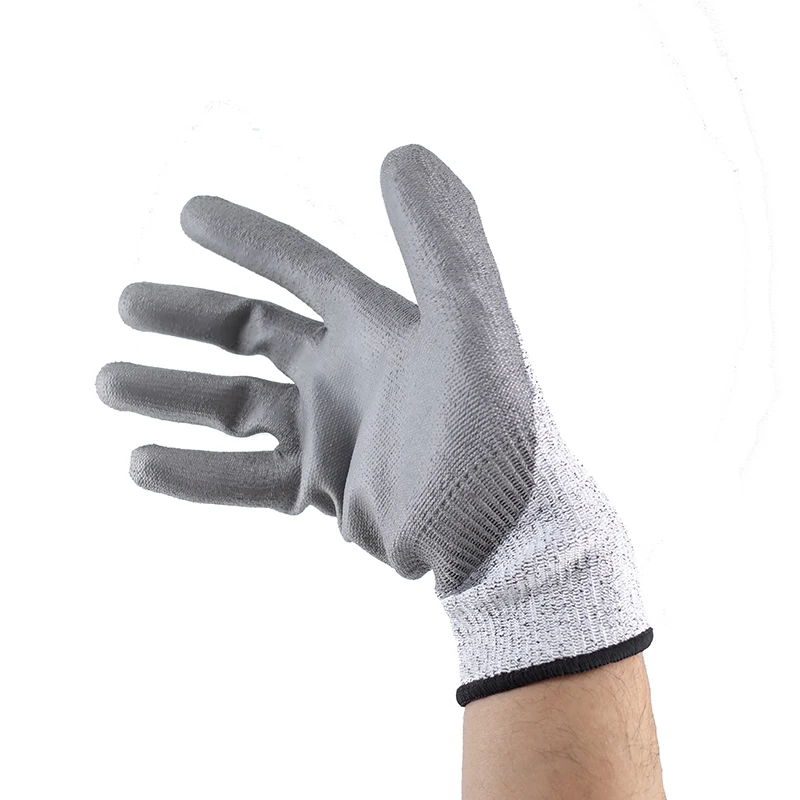 Factory Level C-F PU Finish Coated Gloves Anti Cut Coated Construction Work Safety Anti Cut Work Gloves