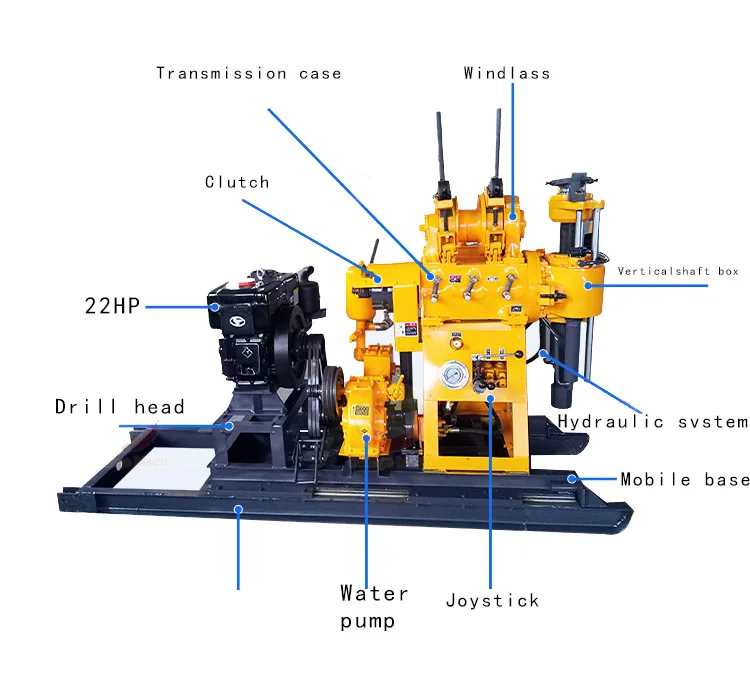 Cheap 200m Deep Trailer Mounted mining drill machine portable water well borehole drilling rig for sale