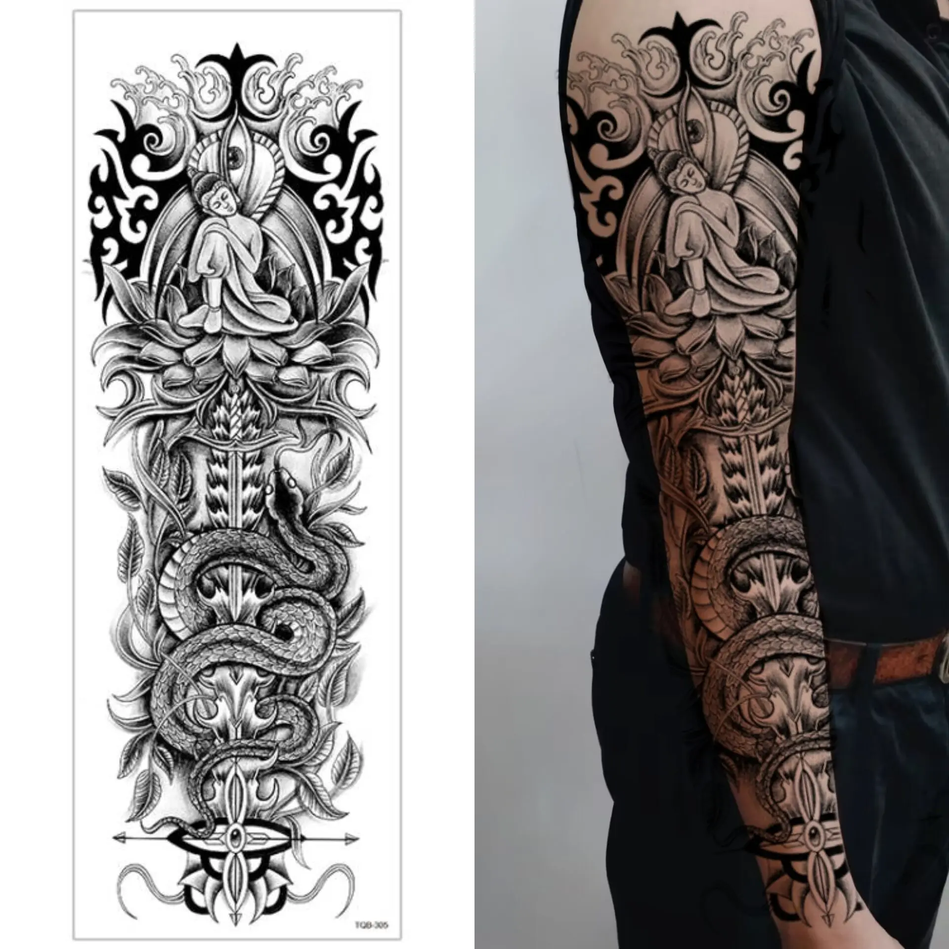 New 3D Temporary Tattoo Halloween Classic Design Henna Tattoo Stickers Water Proof Black Temporary Tattoos Wholesale