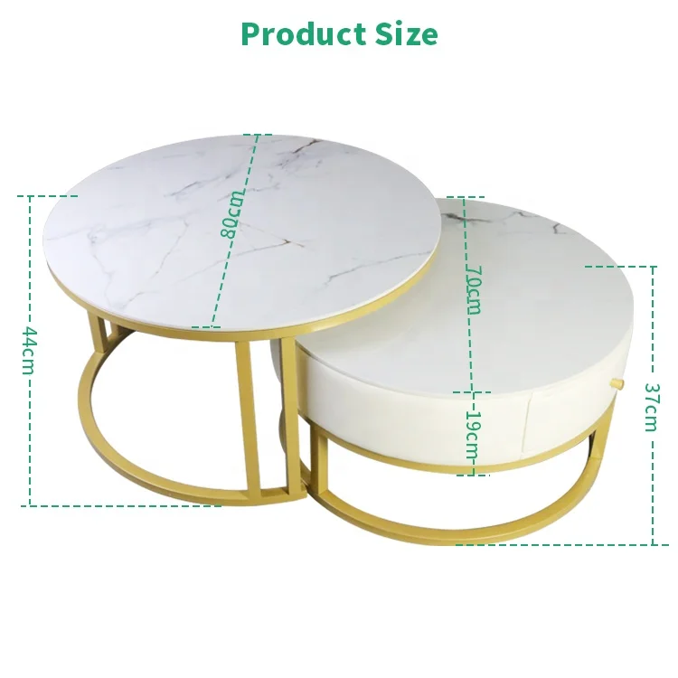 WSE6002 Nordic new design  metal gold center marble mirrored coffee table modern luxury farmhouse coffee table rustic
