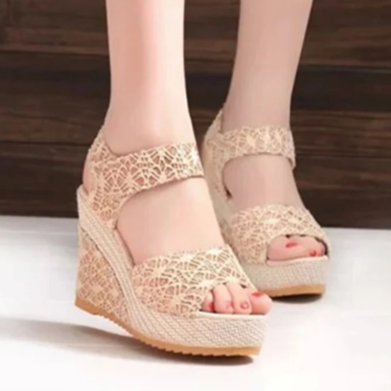 HLS022 casual ladies high quality fashion koreannew sexy dress shoe high heels sandal fancy wedges shoes