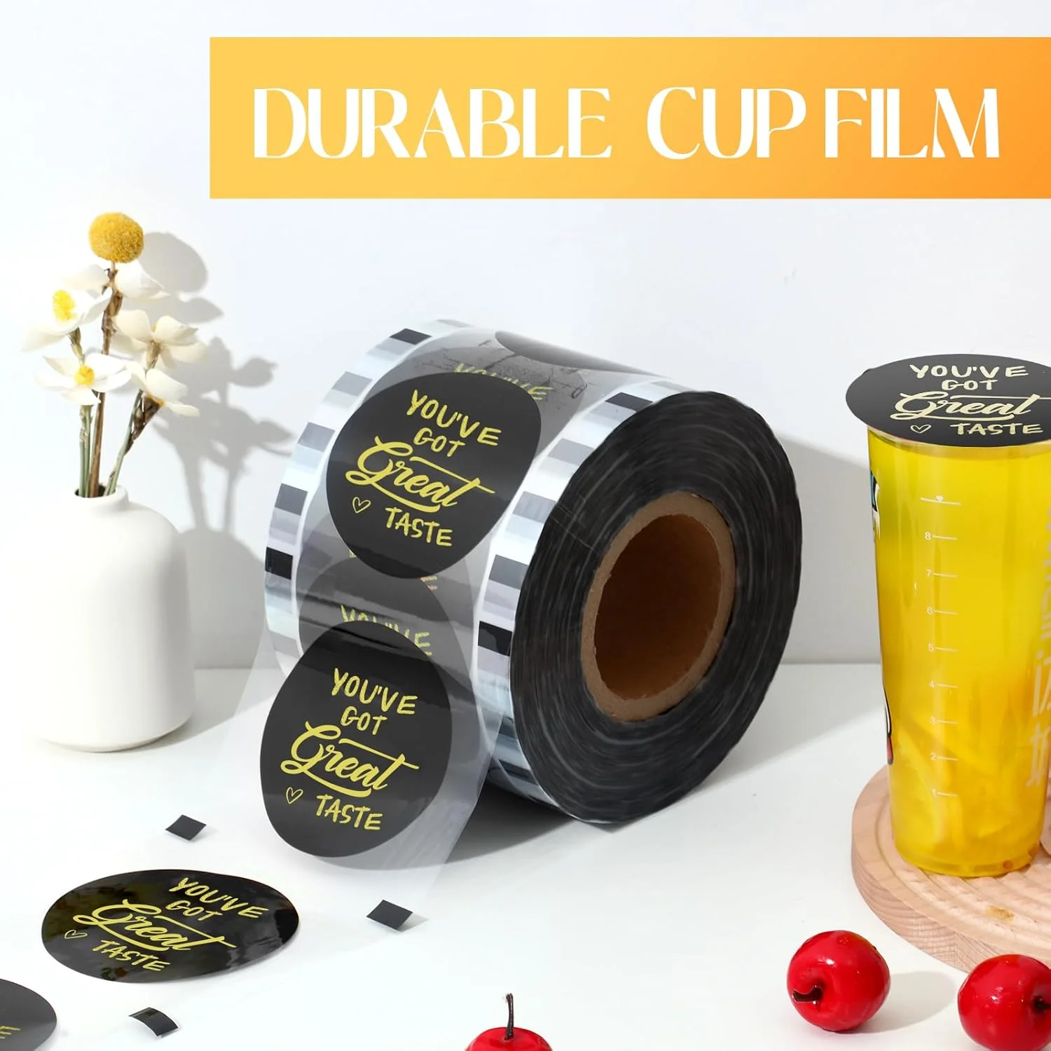 Customized Tea Cup Sealer Film Roll Cup Sealing Film for PP Plastic and Paper Cups