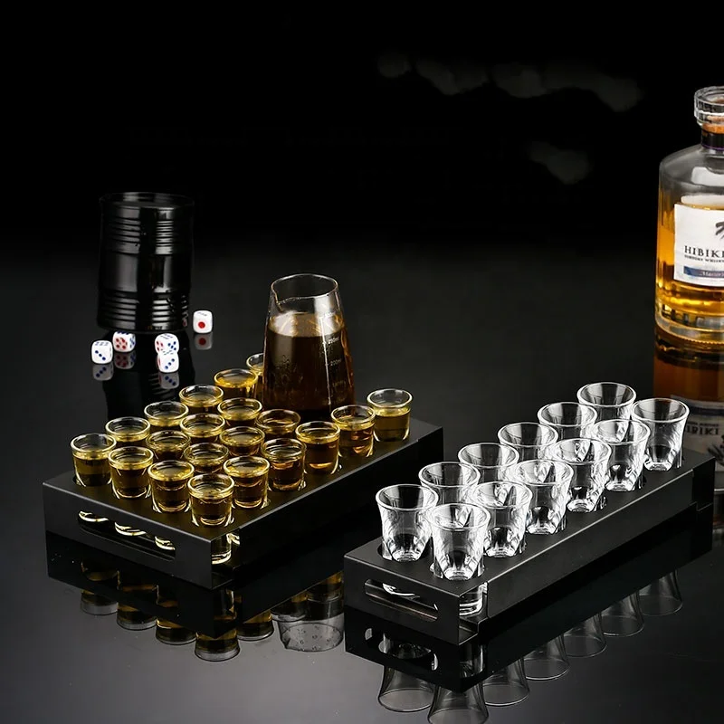 Bulk Custom Shot Glasses With Stainless Steel Shot Tray White Wine Cup Set Chinese Split Wine Pot Shot Glasses Custom Logo