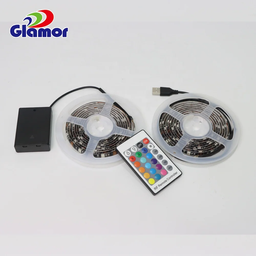 5V SMD5050 RGB  USB or Battery Remote Control  Flexible Decorative LED TV Backlight  Low Voltage SMD Strip Light