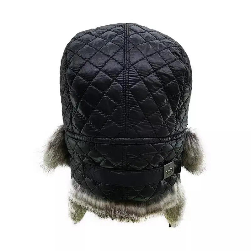 Hot selling Custom Nylon Aviator Bomber Trapper Hat with Earflap ushanka fur hat For Outdoor russian fur hat Trapper