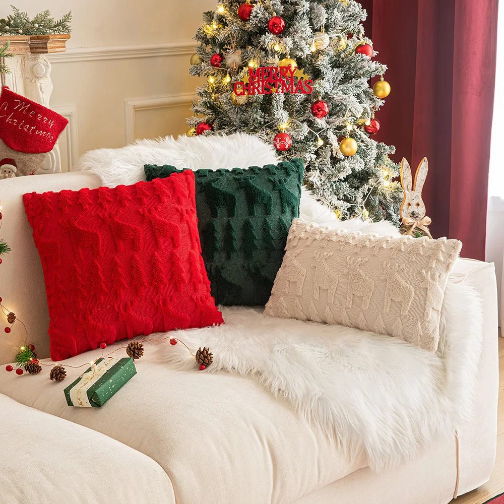 Christmas Snowflake Decorative Throw Pillow Soft Fluffy Pillowcases Home Decoration Pillow Covers for Couch Bedroom