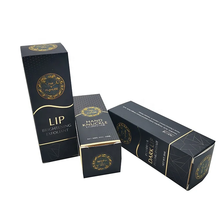 Wholesale Matte Black Cosmetics Card Box Custom Logo Foil Stamping Luxury Lipstick Packaging Boxes