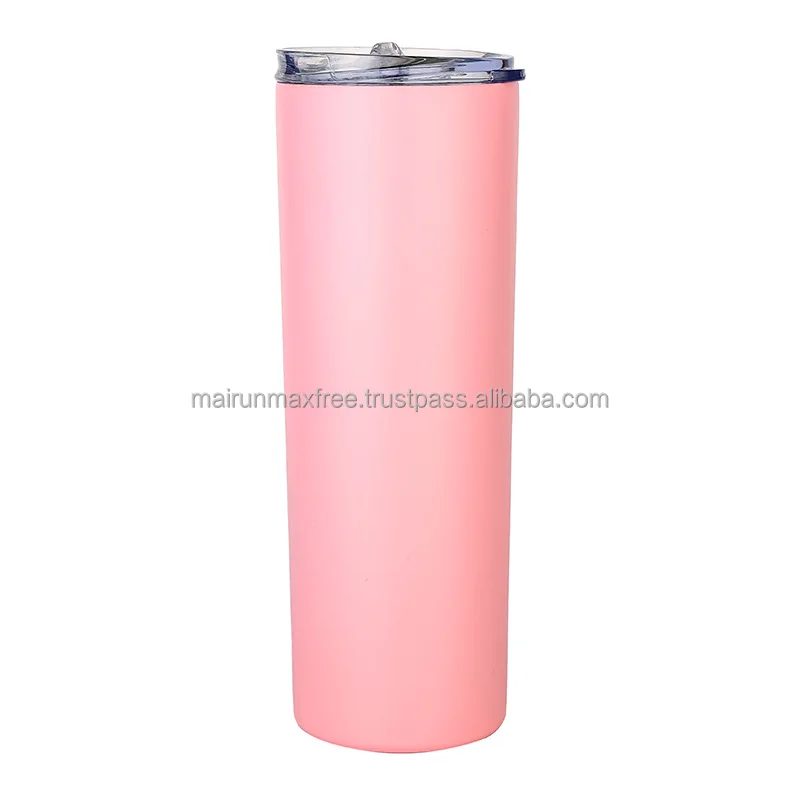 US Warehouse Stainless Steel Insulated Sublimation Mugs 20 Oz Skinny Blank Sublimation Tumblers with straw and lids