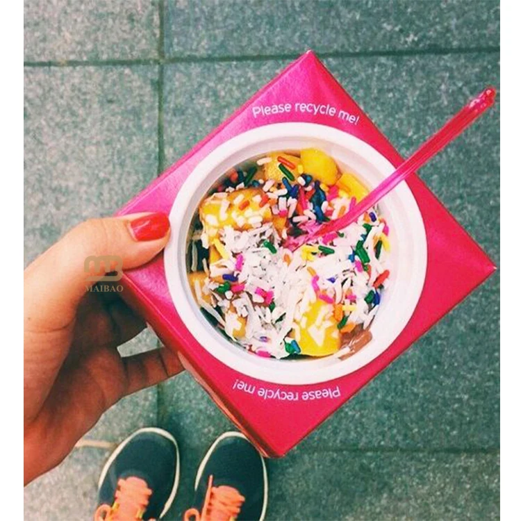 Wholesale takeaway ice cream box dessert yogurt ice cream paper bowl food packaging box custom dessert boxes with logo packaging