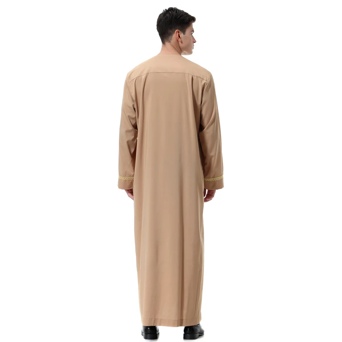  2021New Fashion arab islamic clothes robe O-ne zipper long sleeve thawb caftan muslim men thobe