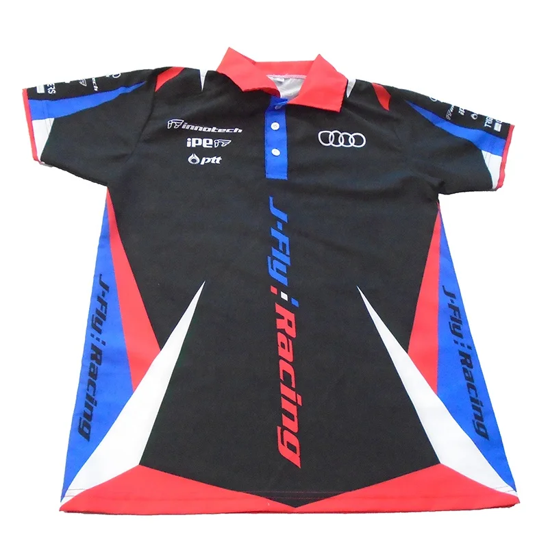 Breathable high quality custom full sublimation motorcycle jerseys Pit crew Polo style auto racing shirts