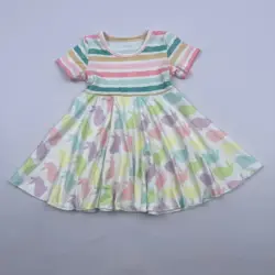 New Arrival Toddler Girls Clothes Children Wear Rabbit Print Casual Baby Girls Short Sleeve Twirl Dress For Easter
