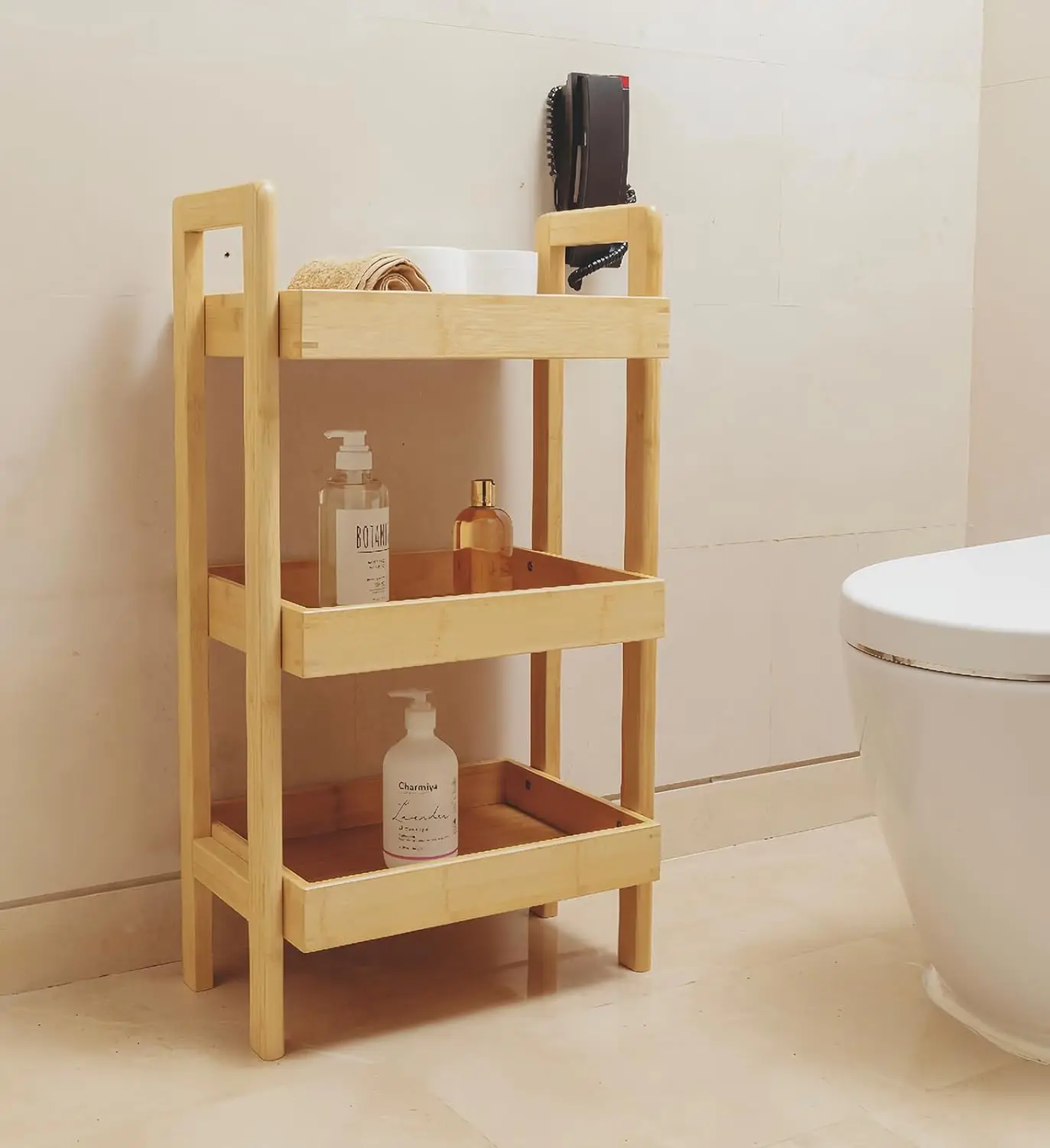 Bamboo  3-Tier Wooden Storage Shelf, Free Standing Small Bookshelves and Bookcases with Storage for Living Room and Office