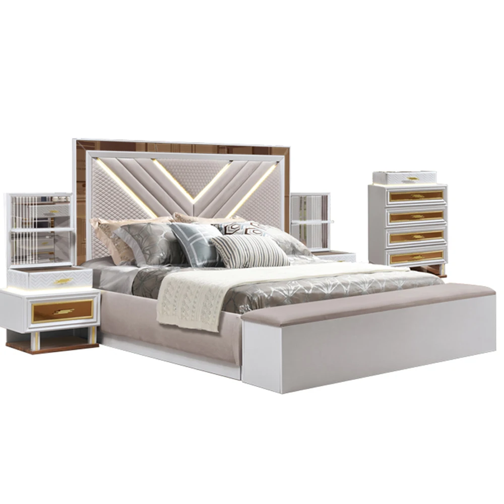 Foshan modern cheap simple design bedroom furniture MDF wooden turkey bedroom set