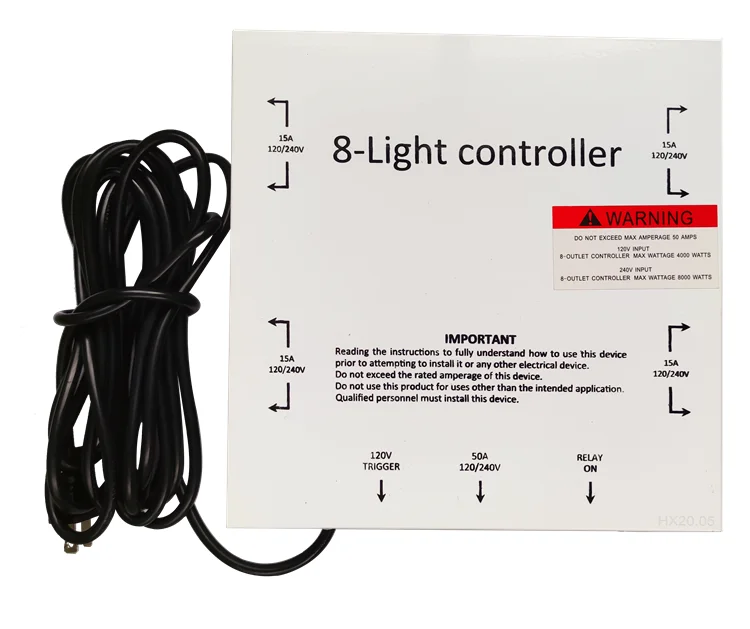 120V or 240V 8 channels Light Relay Controller with trigger cord