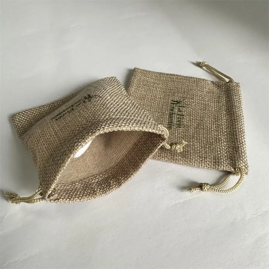 Экологически чистая ткань Джутовая сумка для ювелирных изделий Подарочная из мешковины упаковочные пакеты с индивидуальным