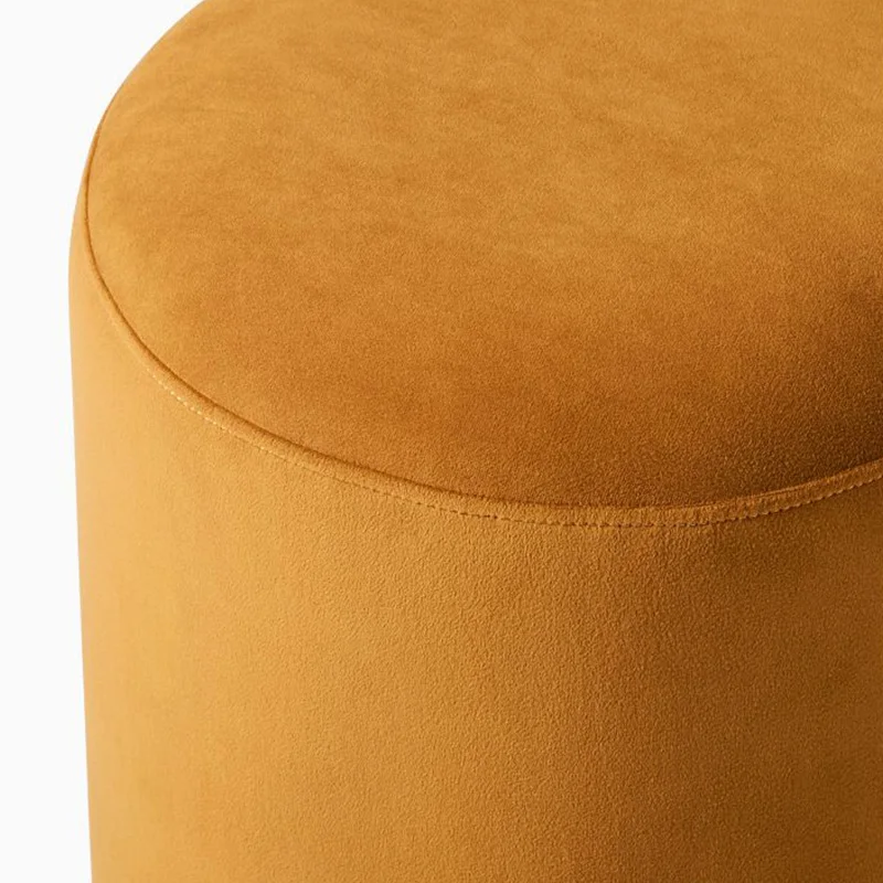 Top Selling Lounge Orange Round Space Saving Home Velvet Large Bench Chair Tufted Ottoman