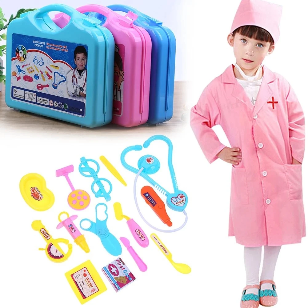  Children Pretend Play Toys Set Kids Portable Doctor Nurse Suitcase Medical Kit Educational Role