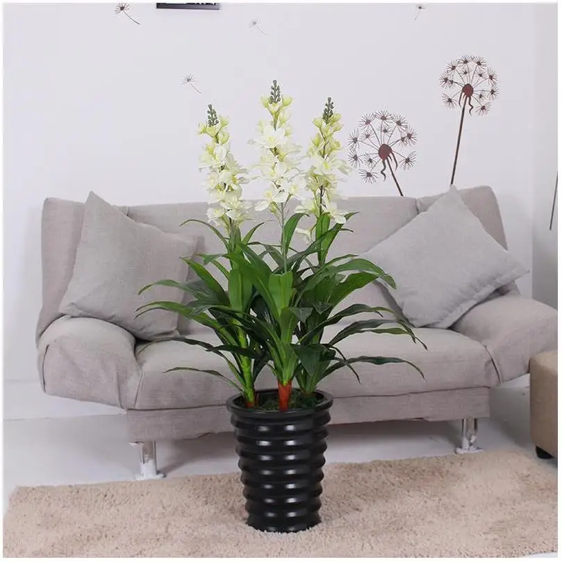 Artificial Bamboo Cherry Coconut Palm Low Price Flower Wall Oem/Odm Latest Popular Ficus Big Potted Fake Flowers With Vase