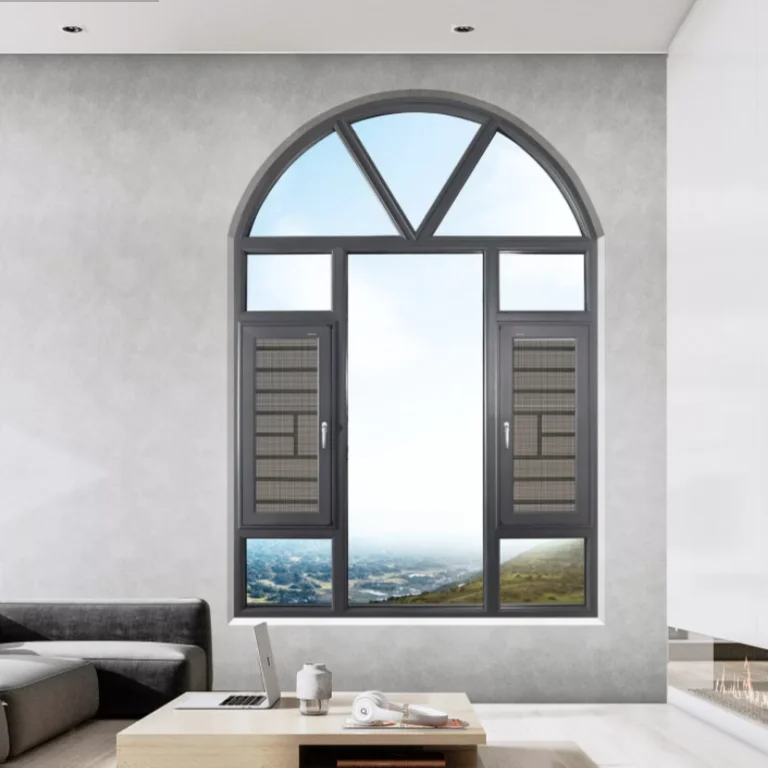 Sound insulation double tempered glass aluminum frame casement window  for home 