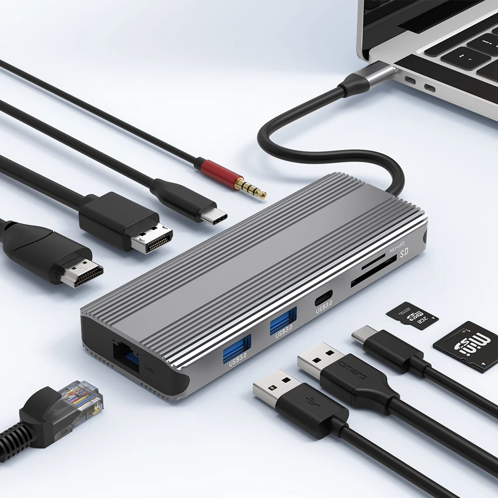 Высококачественный Usb-концентратор 10 в 1 кабель HDMI2.1 3D 8K 120 144 Гц док-станция типа C для Displayport с питанием от Ethernet концентратор
