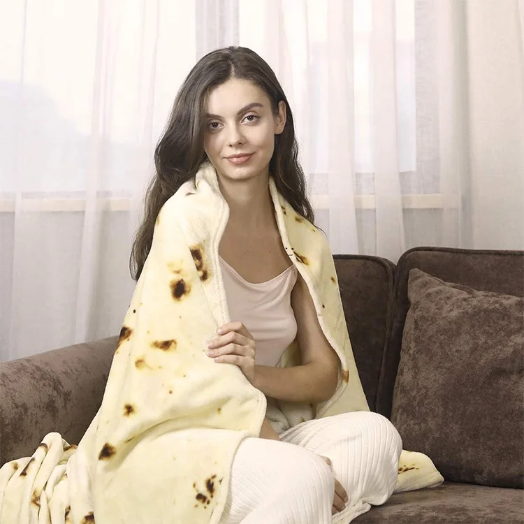 High quality flannel blanket mexican burritos 60in blanket print pizza blanket for adults