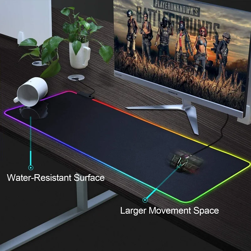 
 800*300*4 мм XXL RGB игровой коврик для мыши профессиональный водонепроницаемый игровой коврик для мыши с изменением цвета большой светодиодный коврик для мыши RGB  