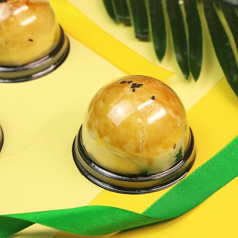 Food Grade Transparent Square Round Mooncake Pastry Plastic Cake Packaging Egg-yolk Puff Container Mini Cake Storage Box