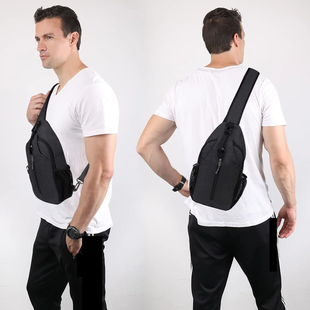 ZWY356 Customized LOGO Nylon Simple Men Chest Bag Casual Outdoor Shoulder Crossbody Bag Wholesale Headphone Hole Sports Men Bag