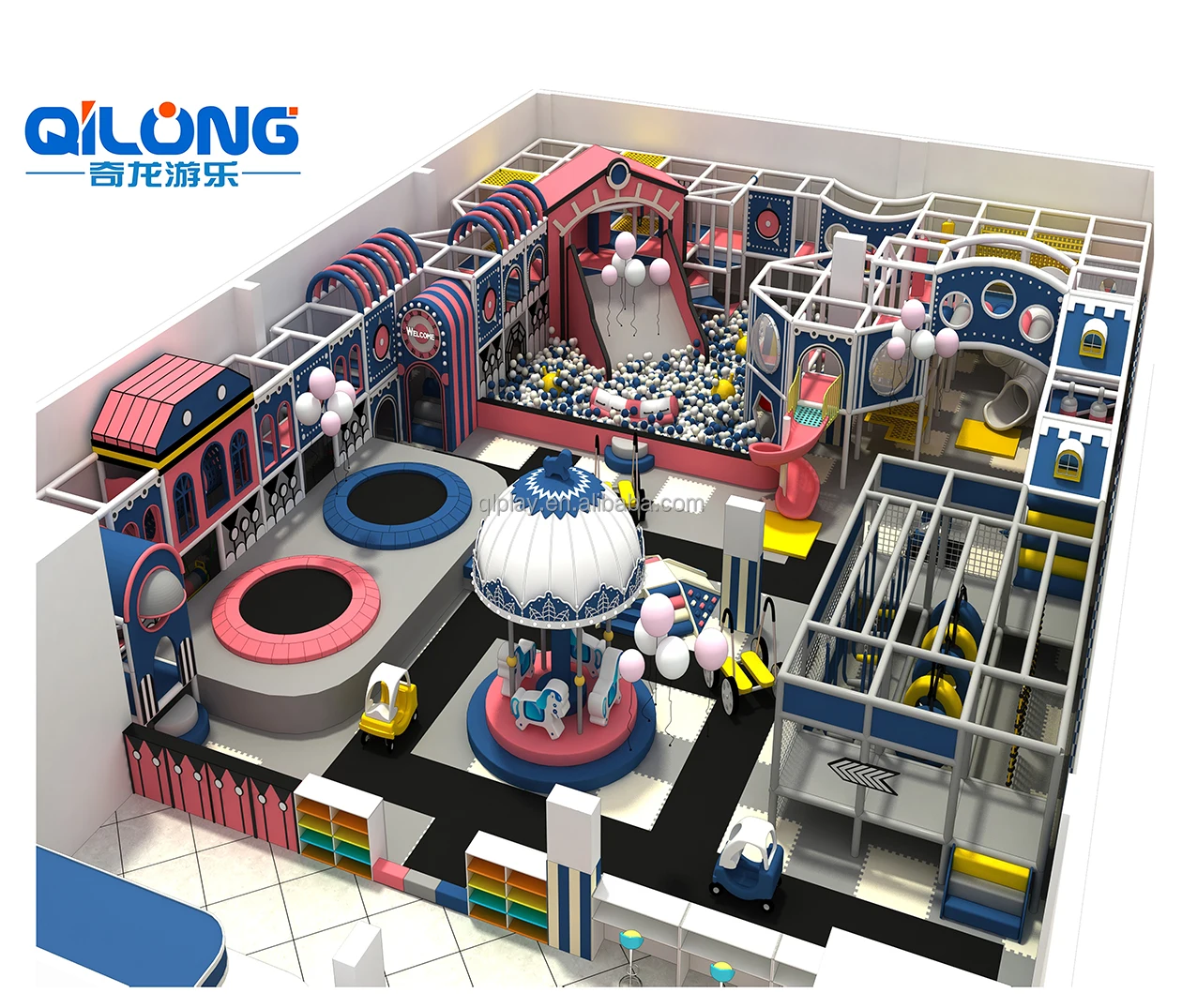 2022 New design children commercial soft play indoor playground equipment with slide toys and ball pool
