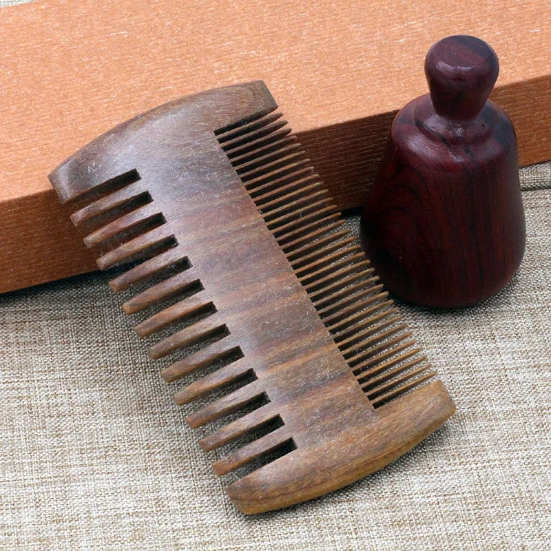 Green Sandalwood Double-sided Comb Wood Products Small Comb Massage Comb