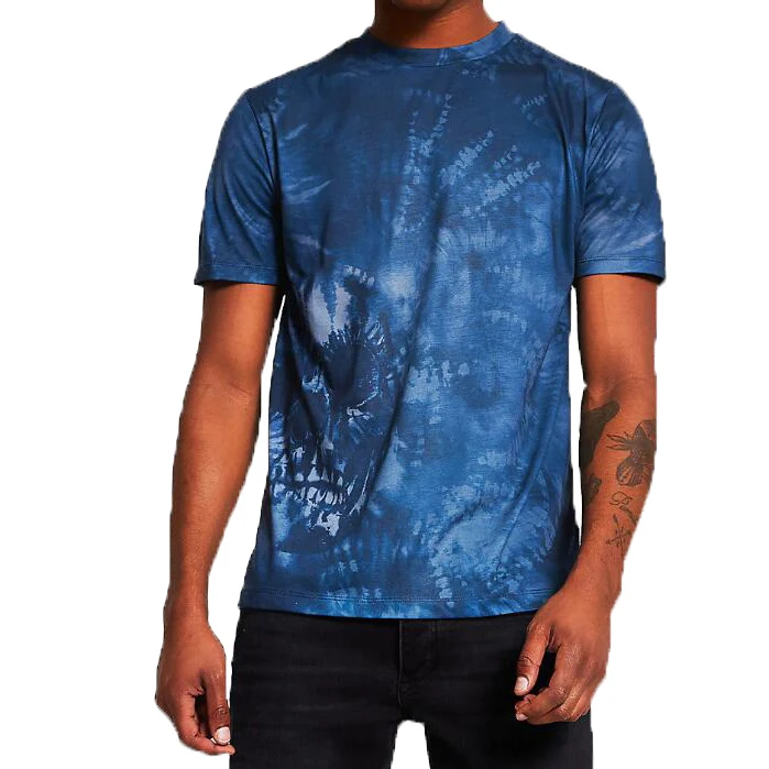 navy skull tie dye printed slim fit t wholesale fashion t-shirts
