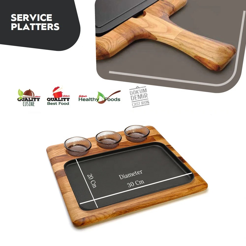serving plates for restaurant cafe hotel serving trays wooden serving plates platters Cast Iron  High Quality Made in TURKEY