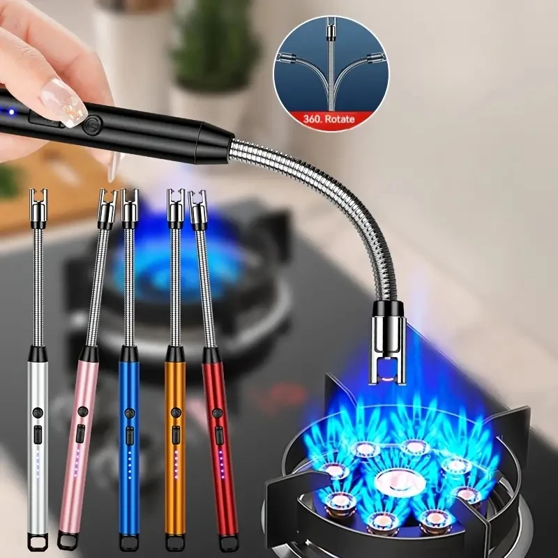 Electric Lighter Arc Windproof Flameless USB Lighter Rechargeable Lighter with Safety Lock for Candle BBQ Camping