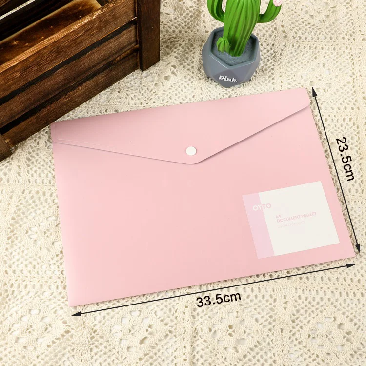 Pink plastic waterproof file folder a4 landscape folder document for office supplies stationery