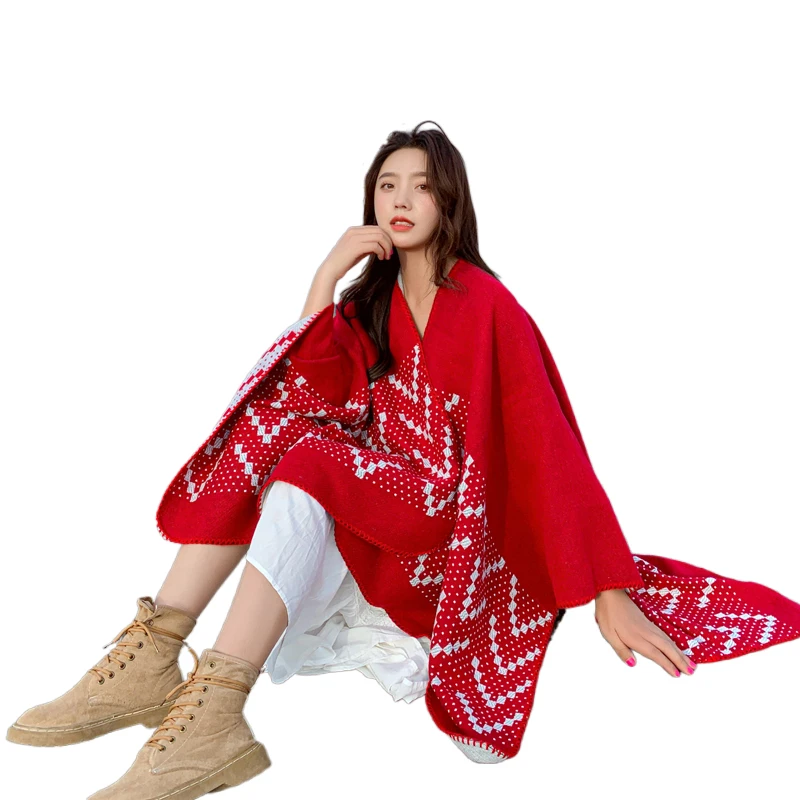 Hot selling design winter ponchos for women fine quality women poncho shawl cape