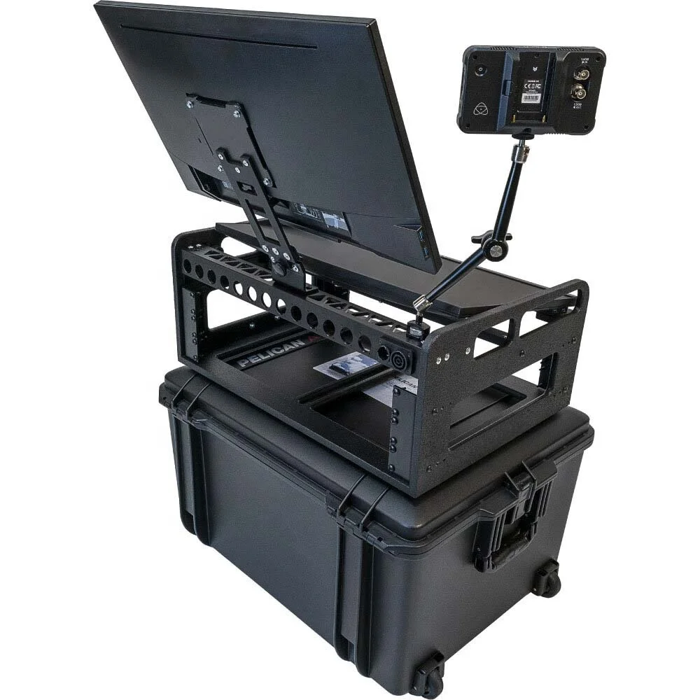 plastic mount flight hard laptop monitor road case with rack