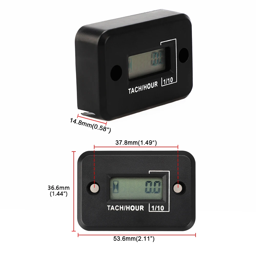 XINGQIU Portable Digital Tach Hour Meter Gauge LCD for 4 Stroke Gas Engine Offroad Panel Hour ATV Motorcycle Generator Bike