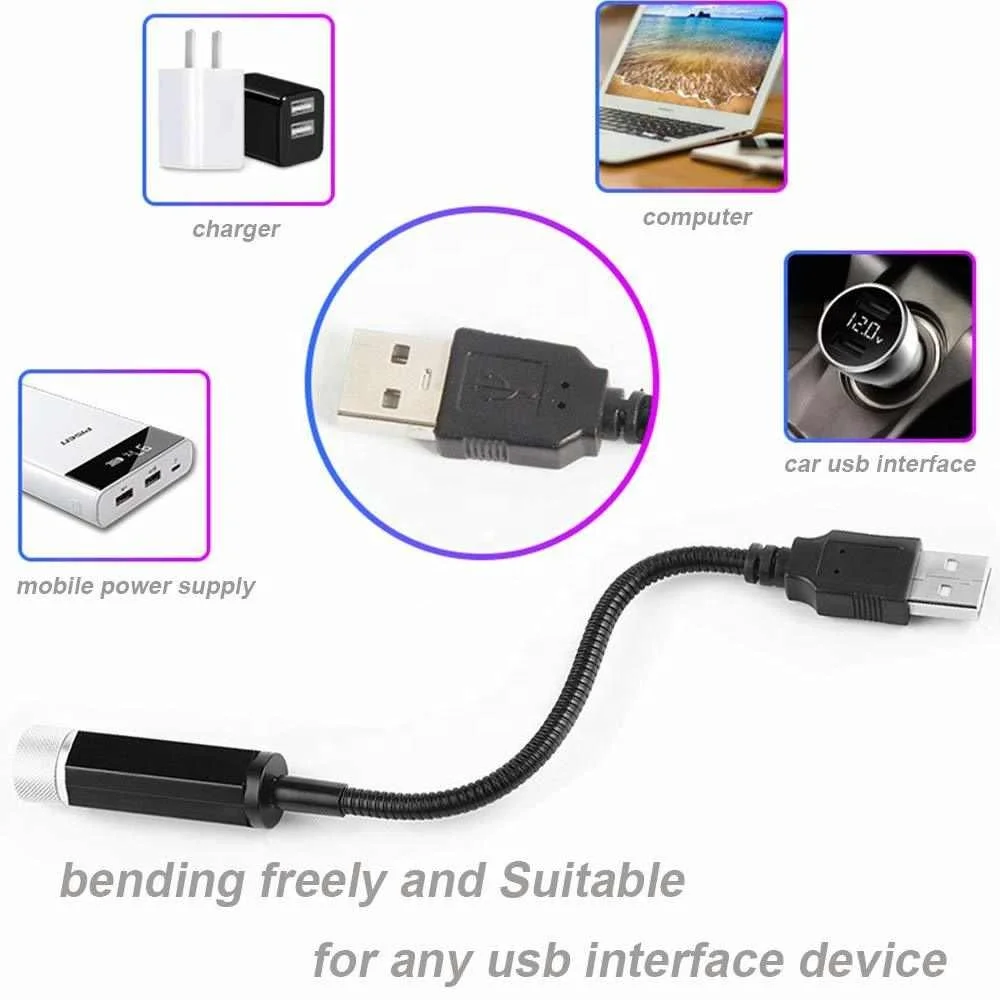 Светодиодный проектор звезды на крыше автомобиля ночник с USB атмосфера галактика Звездный декоративный светильник регулируемый несколько световых