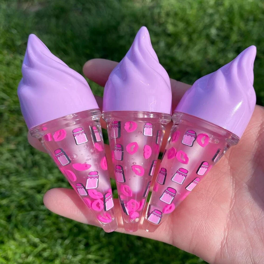 Charm Beauty Lip Gloss Base Private Label Custom Fruit Vegan Clear Glitter Lipgloss Ice Cream Cute Lipgloss For Kids