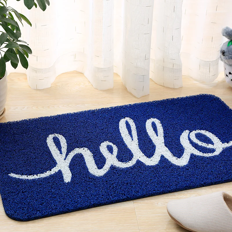China Factory Home Floor Loop Door Mesh Outdoor Rug Pvc Coil Roll Print Spaghetti Plastic Welcome Mat