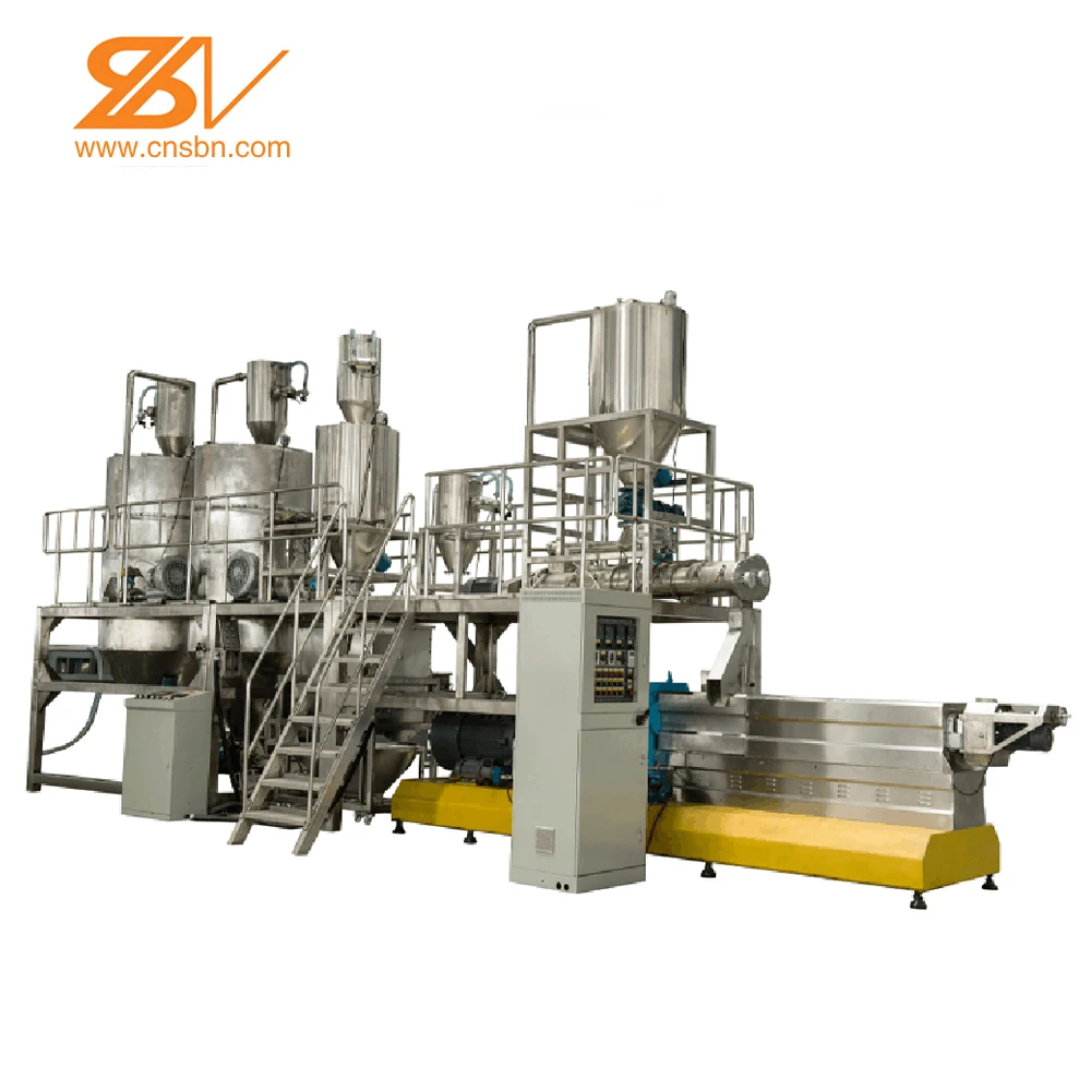 China Large Capacity Twin Screw Extruder 1Ton per hour Automatic Fish Feed Extruder Machine