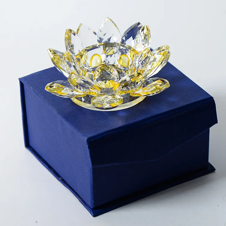 new products various color Artificial Crystal Glass Lotus Flower for Household decoration