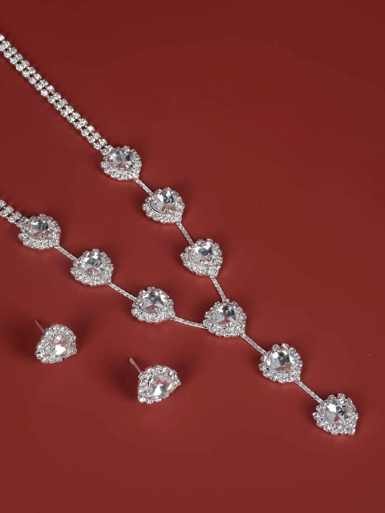 Top Quality Simple Style Crystal Heart Middle East Jewelry Set Wedding Accessories Elegant Necklace Earrings Bridal Jewelry Set