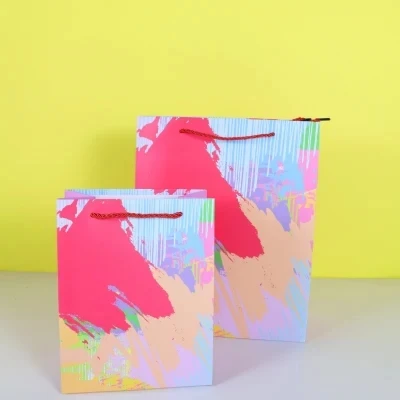 Popular Abstract Colorful Paint Painting Shopping Paper Gift Bag