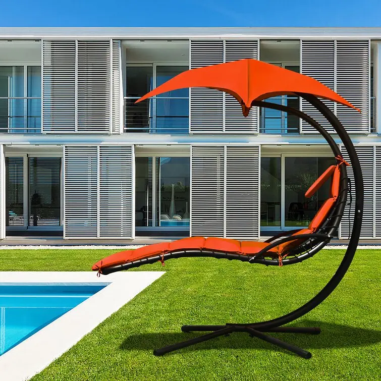 Hot Sell Hanging Curved Chaise Lounger Chair Garden Furniture Outdoor Cradle Patio Swing Chair