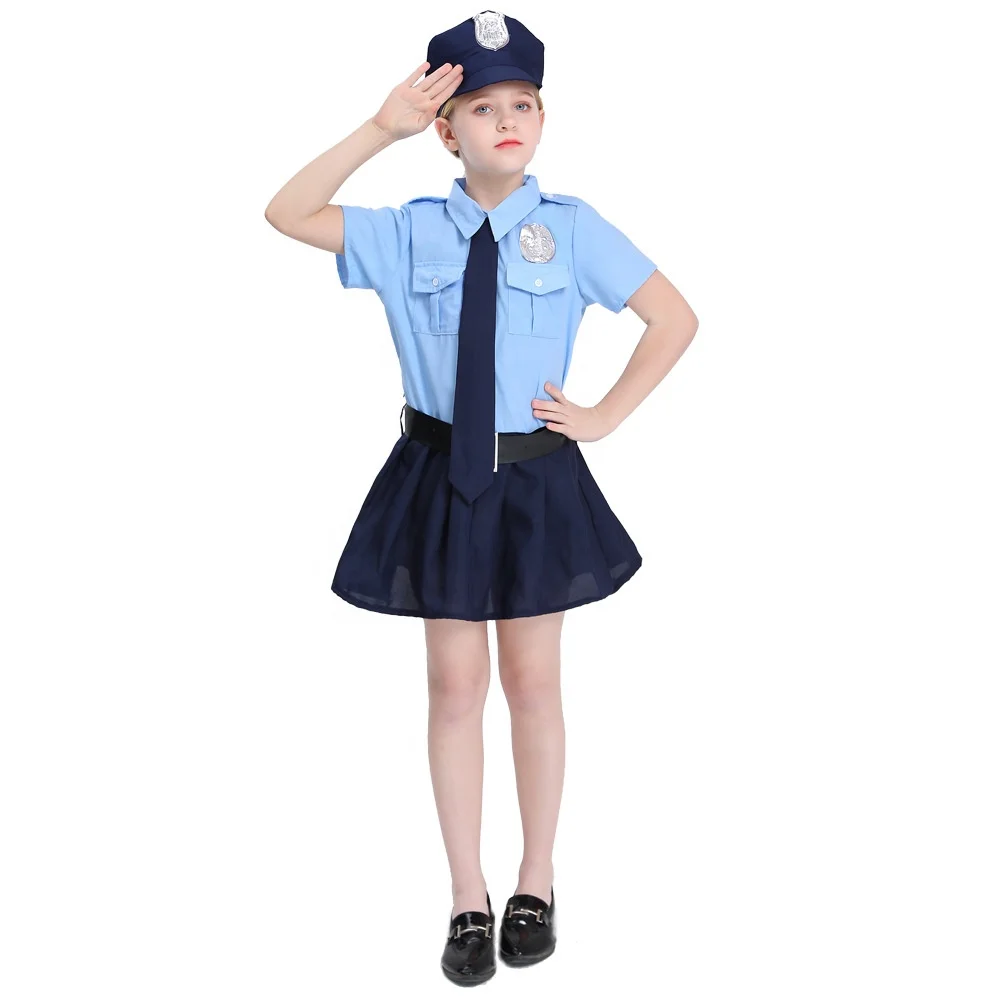 Dress up Police Costume for Girls - Cop Costume for Kids - Includes: Dress, Hat,Tie,Belt