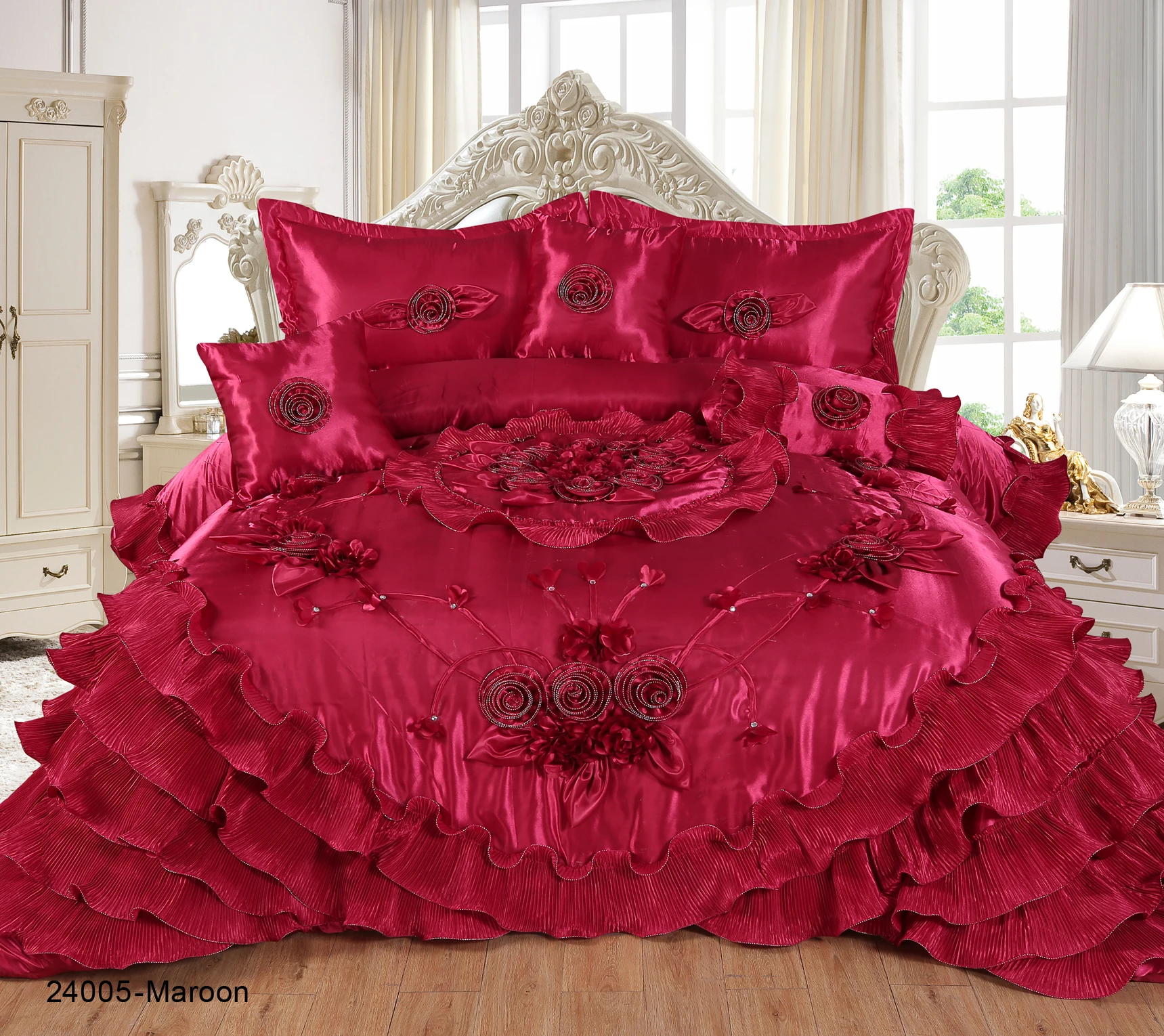 Luxury 6PC Flora Modern Bridal Bedding Set for New Home Wedding & Hotel for New Home Wedding & Hotel Wedding Duvet Gift